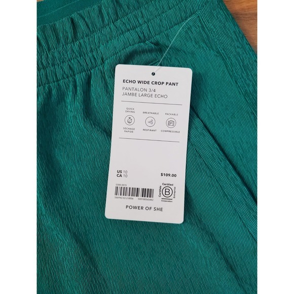 Nwt Athleta Women's Echo‎ Wide Crop Pants Emerald Green Size 10 - Picture 6 of 10